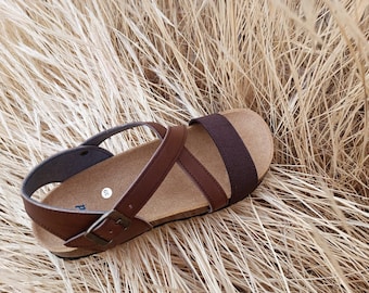 Holidays Sale 20%, vegan Sandals, brown Sandals, Summer Shoes, Flat Sandals, Straps Sandals  vegan women  NIZA brown