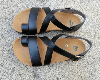 GENOVA BLACK, 20% off, Vegan sandaks, cruelty-free sandals, eco-friendly, animal-free sandals, fashionable vegan, summer vegan sandals.