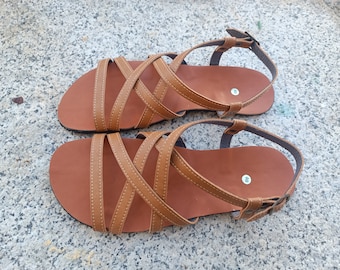 BAREFOOT DELFOS, color Camel, 20% off, Vegan sandals, Barefoot sandals, with VIBRAM supernewflex soles 4 mm.