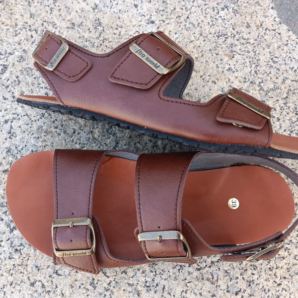 BAREFOOT CHAD Brown, 20% off promotion, Vegan sandass, cruelty-free sandals, eco-friendly, summer vegan sandals