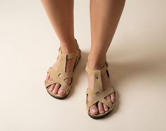ARGELINA, SAHARA color, 20% off, Vegan sandaks, cruelty-free sandals, eco-friendly, animal-free sandals, summer vegan sandals.