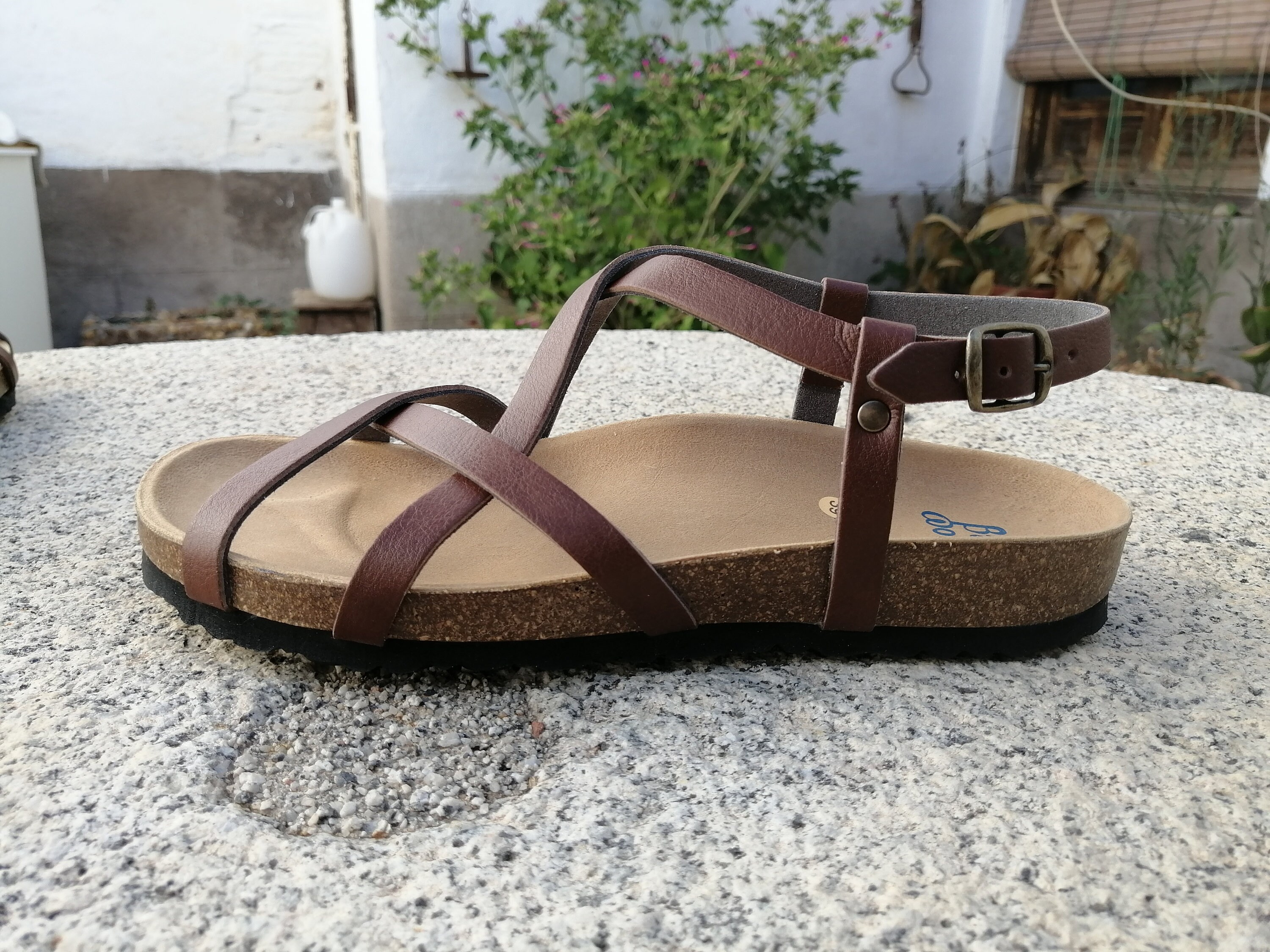 cork sandals with backstrap