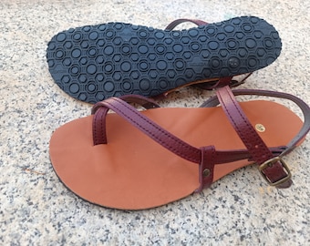 BAREFOOT PELEO Burgundy, 20% off promotion, Vegan sandass, cruelty-free sandals, eco-friendly, summer vegan sandals