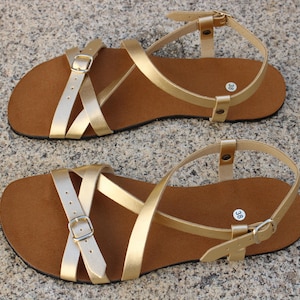 Barefoot L.A. 26, GOLD color, 20% off, Vegan sandals, Barefoot sandals, with Vibram supernewflex soles 4 mm.