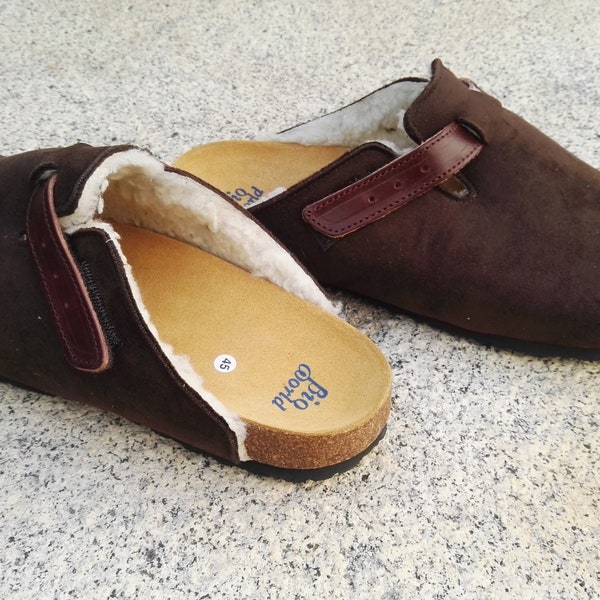 Sales 20%, vegan shoes, Clogs, Vegan Clogs, brown shoes,  model FINLANDIA SUEDE BROWN