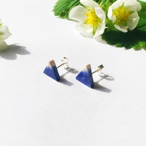 Mountain stud earrings, blue and white geographical porcelain ceramic solid sterling silver earrings, handmade in Hereford, Britain image 7