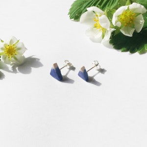 Mountain stud earrings, blue and white geographical porcelain ceramic solid sterling silver earrings, handmade in Hereford, Britain image 9
