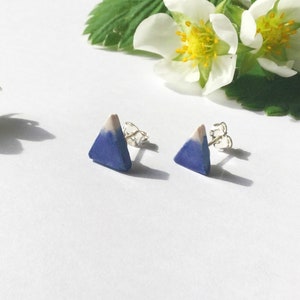 Mountain stud earrings, blue and white geographical porcelain ceramic solid sterling silver earrings, handmade in Hereford, Britain image 8