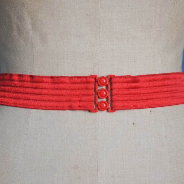 80s red elastic belt belt to wear at the waist over a dress feminine belt wide red belt stretchy belt