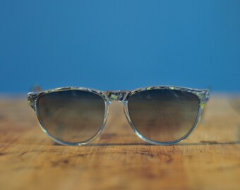 Lunettes de soleil vintage bleu brillant verres dégradés, lunettes années 80, disco, lunettes printemps, été, lunettes de qualité et uniques