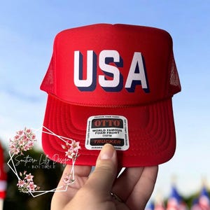 USA Red Otto Trucker Hat Gift for Independence Day