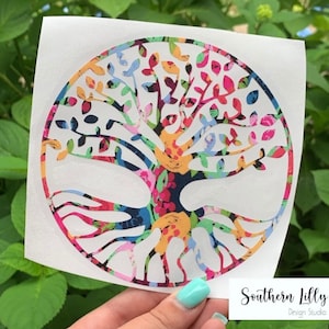 Tree of Life Floral Nature Colorful Vinyl Car/Laptop/Cup Spiritual Decal Sticker