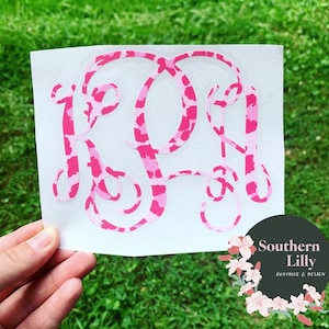 Leopard Print Pink Aesthetic Vinyl Monogram Initial Decal Gift for Best Friend