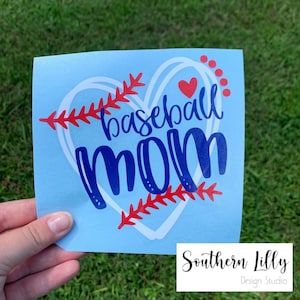 Adesivo in vinile impermeabile per auto o bicchiere con cuore da baseball, regalo per la mamma