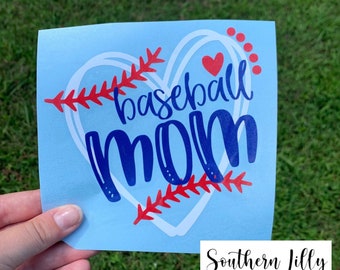 Baseball Mom Heart Car or Tumbler Waterproof Vinyl Decal Sticker Gift for Mom