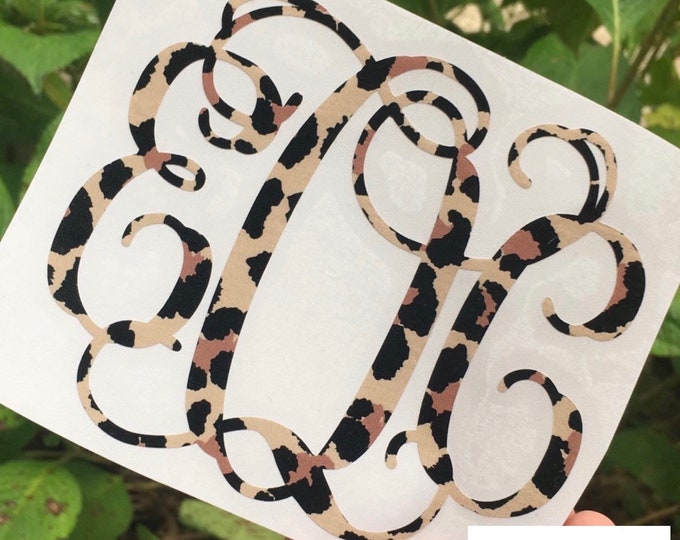 Monogram Leopard Personalized Leopard Print Monogram Decal for Vehicles, Devices and ...