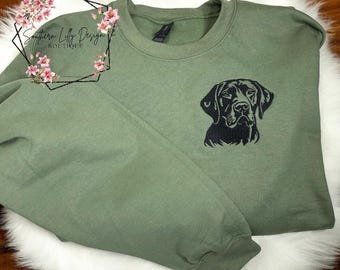 Felpa girocollo con ricamo Labrador nero per mamma o papà, regalo per gli amanti dei cani