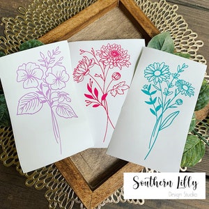 Birth Month Bouquet Flowers Boho Car/Laptop/Cup Decal Sticker
