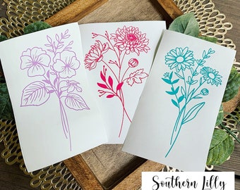 Birth Month Bouquet Flowers Boho Car/Laptop/Cup Decal Sticker