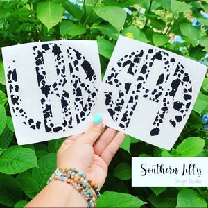 Personalized Cow Print Monogram Decal for Vehicles, Devices and Drinkware - Custom Initial Sticker Gift