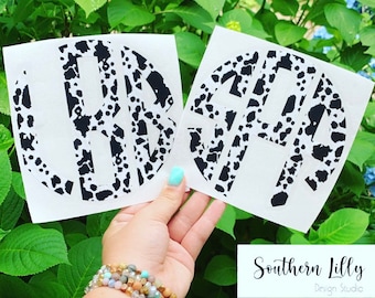 Personalized Cow Print Monogram Decal for Vehicles, Devices and Drinkware - Custom Initial Sticker Gift