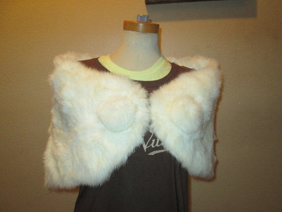 FINAL SALE White Rabbit Fur Shrug