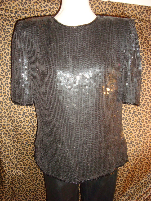 Black Sequins Saks Fifth Avenue Folio Collection B