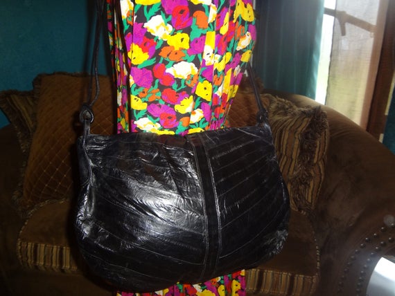 Black Eel Skin Shoulder Bag