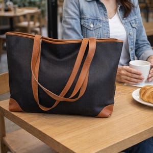 Borsa tote Marco Polo nera e marrone di Bottega Venetta