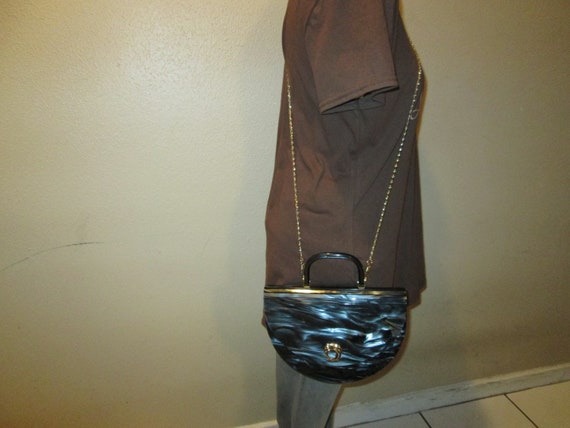Rare Gray Lucite Top Carry Clutch Crossbody Bag - image 1