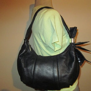 Black Leather Brighton Hobo Bag