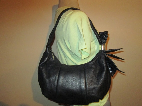 Black Leather Brighton Hobo Bag - image 1