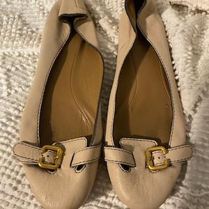 Beige Leather Chloe Flats 8.5