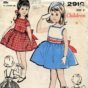 Klasyczny wykrój do szycia z lat 60. XX wieku, sukienka dziecięca lub sukienka letnia z szeroką spódnicą, rozmiar 4, RZADKI!