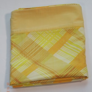 Vintage 1970&#39;s Martex Luxor Gold Yellow Plaid Queen Flat Sheet RARE!