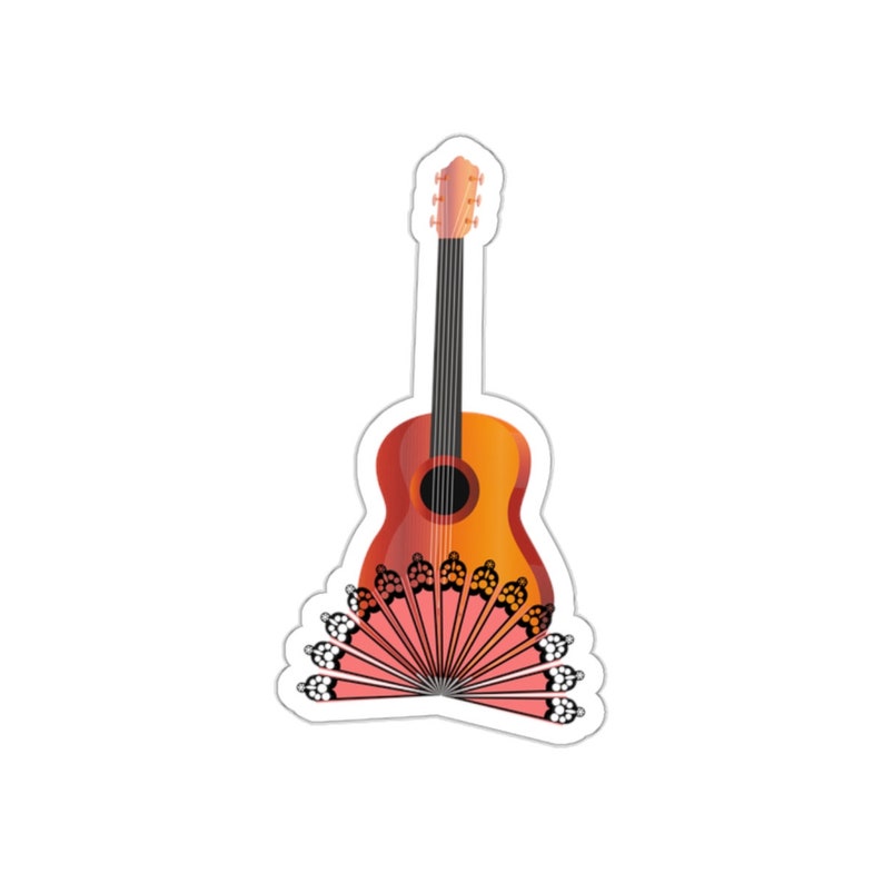 Spain Instruments Sticker Spanish Guitar and Fan Sticker - Guitarra Y Abanico - Etsy