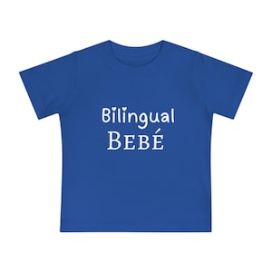Zweisprachiges Spanisch Bebe Baby T-Shirt für mehrsprachige Säuglinge oder Babypartygeschenk
