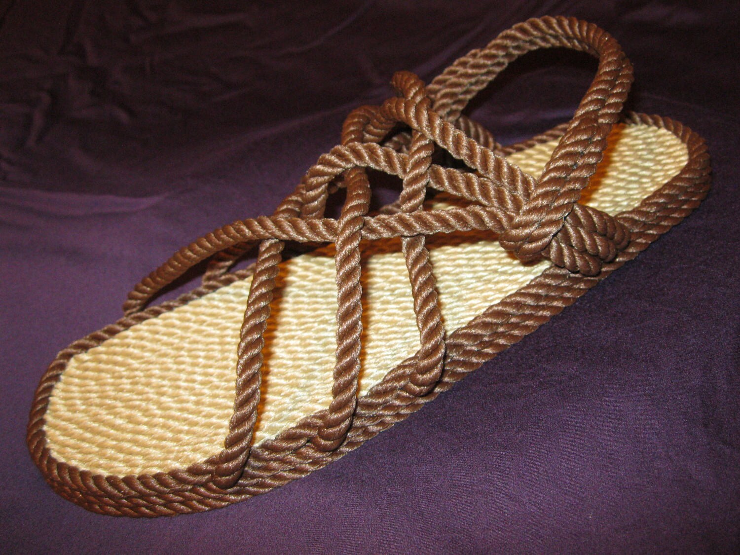 FREE Ship Women s Rope Sandals in BEIGE or Brown Etsy