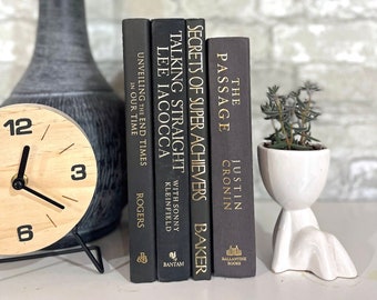 Black Decorative Book Stack / collection de livres modernes et vintage organisée pour la décoration d’étagères