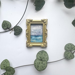 Miniature Original Oil Painting in Gold Frame - Hand painted landscape art