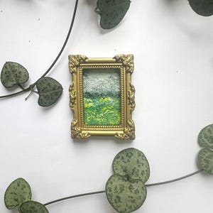 Miniature Original Oil Painting in Gold Frame - Hand painted landscape art
