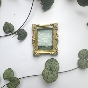 Miniature Original Oil Painting in Gold Frame - Hand painted landscape art