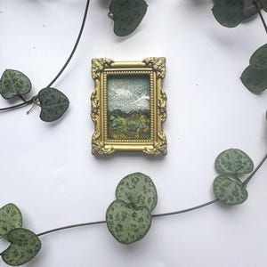 Miniature Original Oil Painting in Gold Frame - Hand painted landscape art