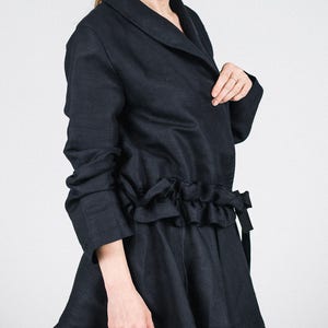 Black linen cardigan / Woman's long sleeves black jacket / Summer linen jacket / Unusual woman's black cardigan / Fasada 17046 image 1