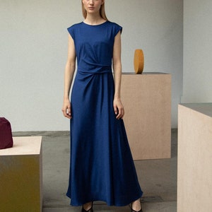 Woman long dress / blue long dress / elegant full length dress / plus size dress / formal event women dress / blue summer long dress