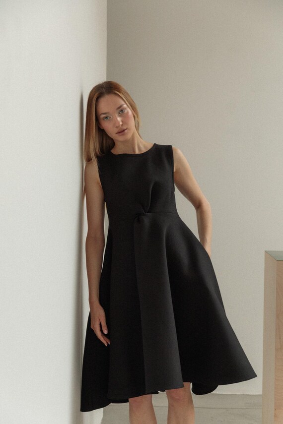 black sleeveless fitted dress Black Sleeveless Tailored Dress for Women | Made to Order