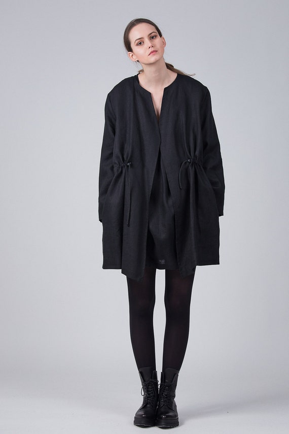 Black linen cardigan Clearance