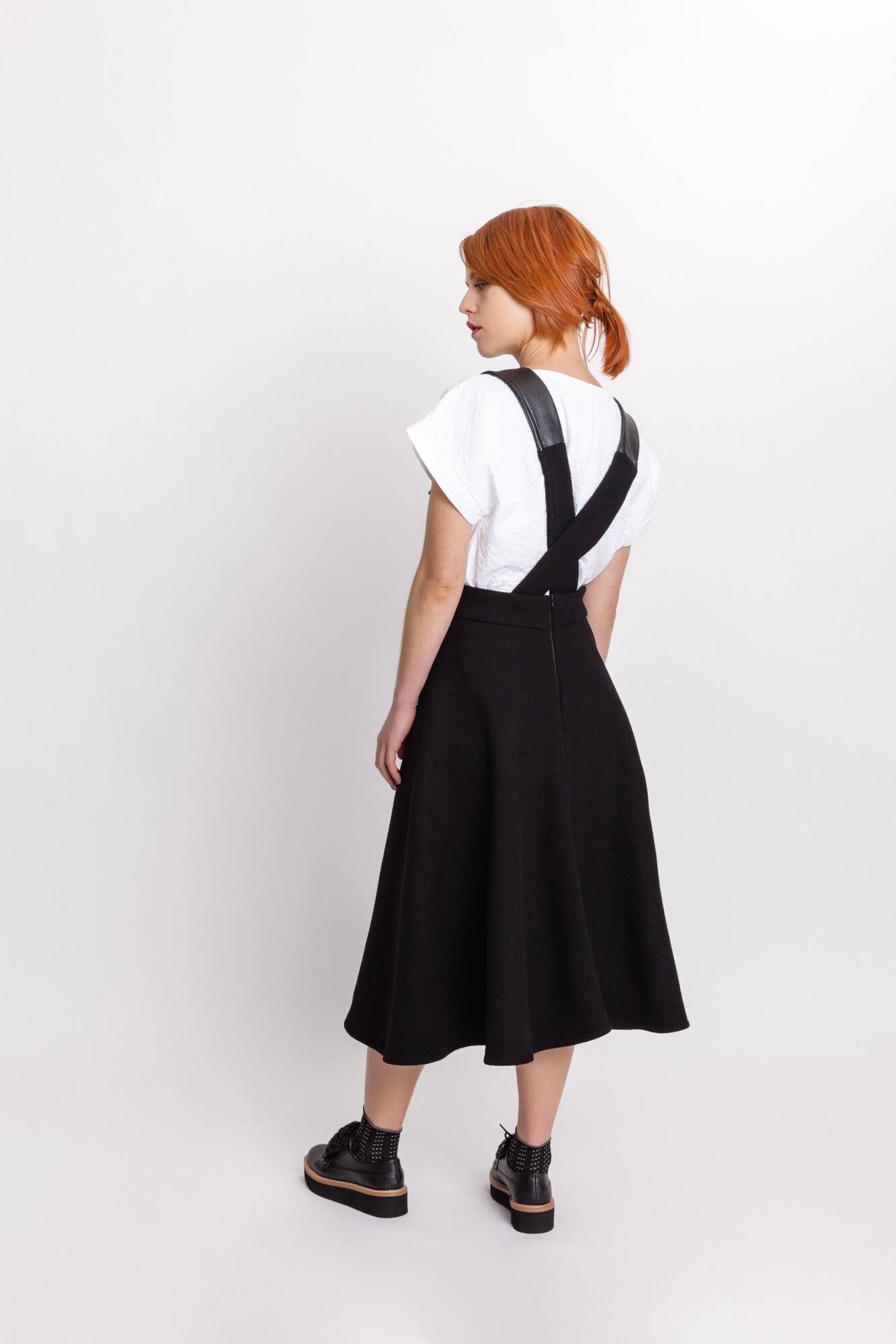 Women's Black Pinafore Skirt / Elegant Midi Dungarees - Etsy UK