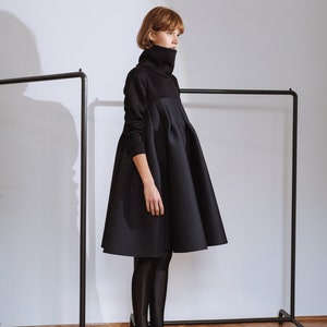 Robe noire pour femme/robe pour femme au genou/robe grande taille/robe volumineuse en néoprène/robe d'hiver à col roulé/robe pour femme à la mode/Fasada 20120 image 8