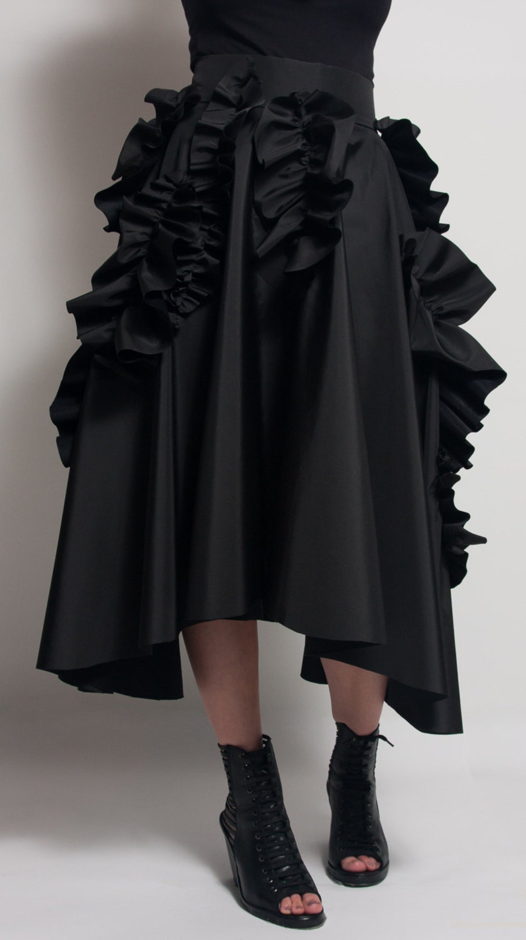 お値下げ！Machat Asymmetric Frill Skirt Machat Asymmetric Frill Skirt black
